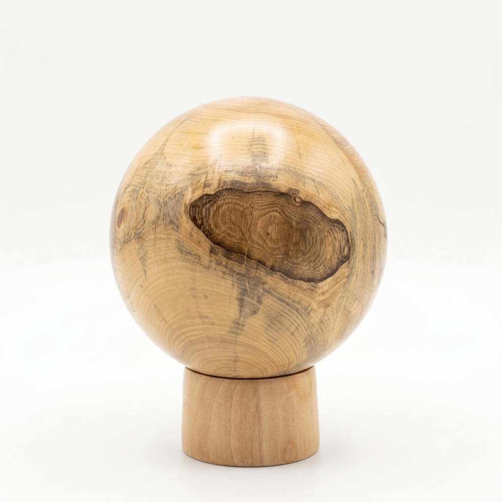 Sphère en bois tournée sur socle - Patrice Panier